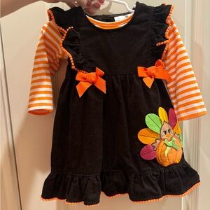 Thanksgiving pumpkin turkey corduroy dress